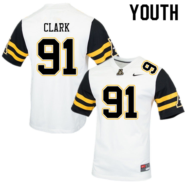 Youth #91 Markus Clark Appalachian State Mountaineers College Football Jerseys Sale-White